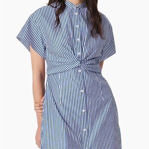 Rag&Bone Gretchen Stripe Poplin Twist Mini Shirtdress
